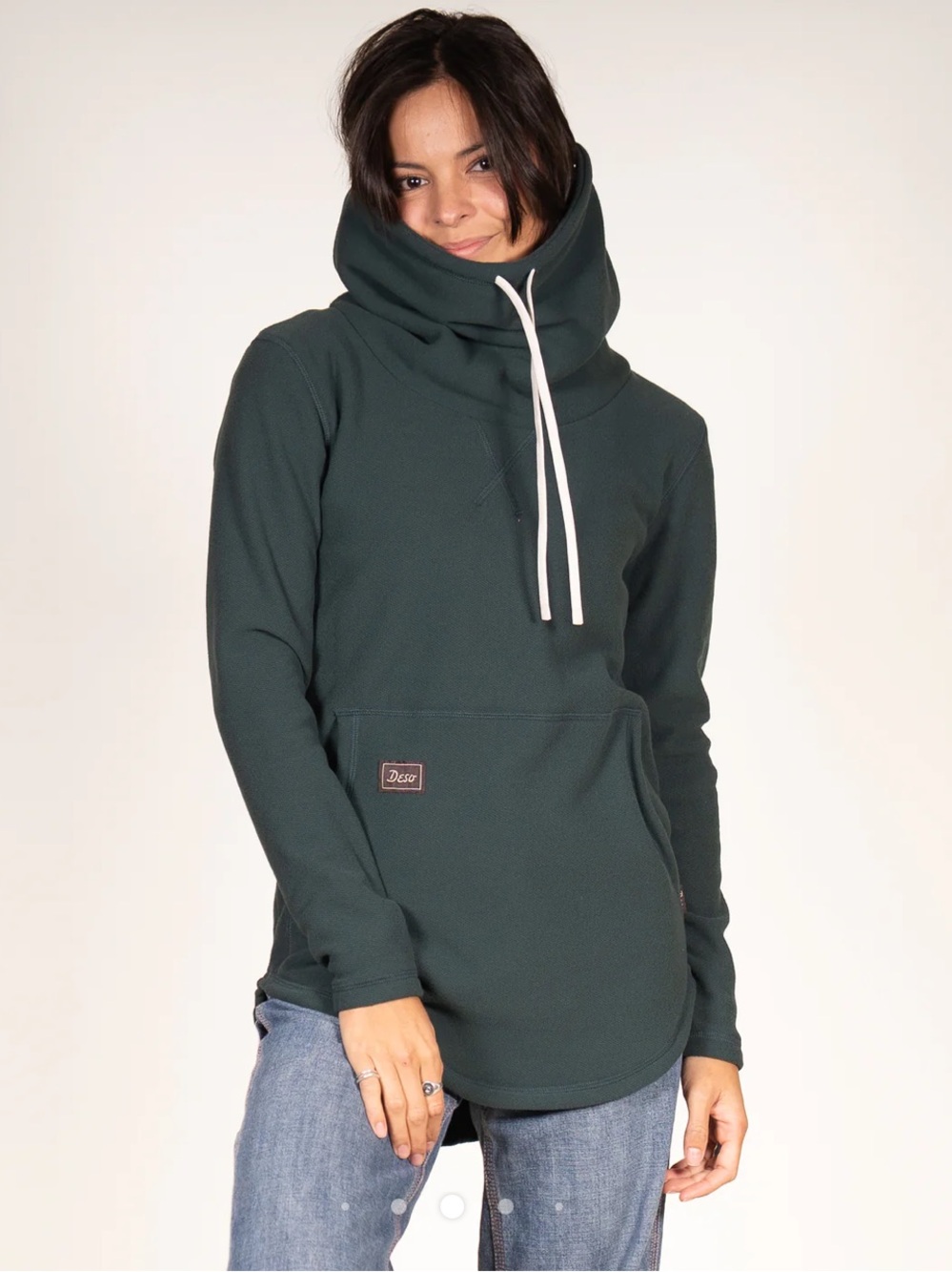 Deso Tallac Funnel Neck Pullover Hoodie in Dark Fir. Made in USA. Gorpcore. SZL